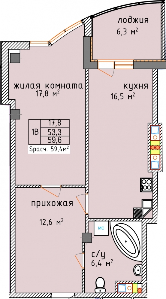 1-кімнатна 59.6 м² в ЖК Aqua Marine від 19 250 грн/м², Одеса