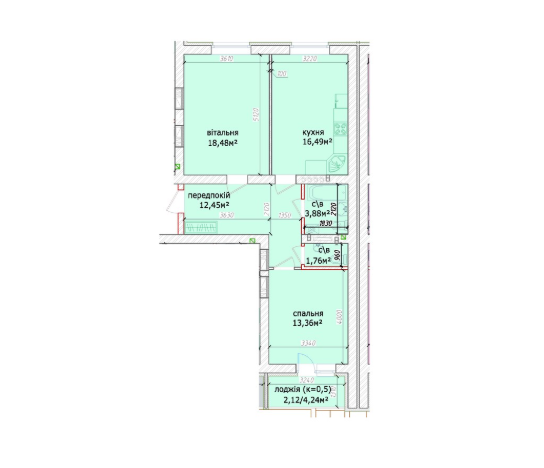 2-комнатная 68.54 м² в ЖК Кришталевi джерела от 56 000 грн/м², Киев