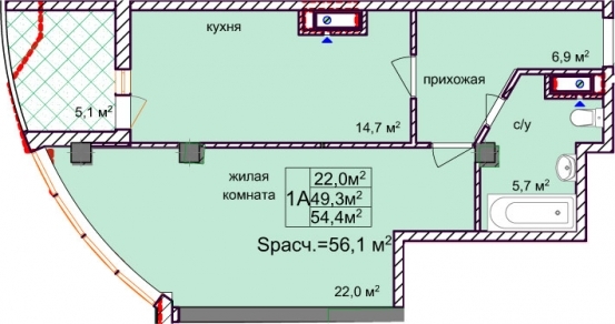 1-комнатная 54.4 м² в ЖК Aqua Marine от 19 750 грн/м², Одесса