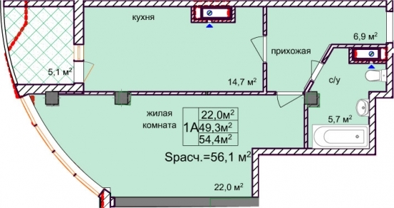 1-кімнатна 54.4 м² в ЖК Aqua Marine від 19 750 грн/м², Одеса