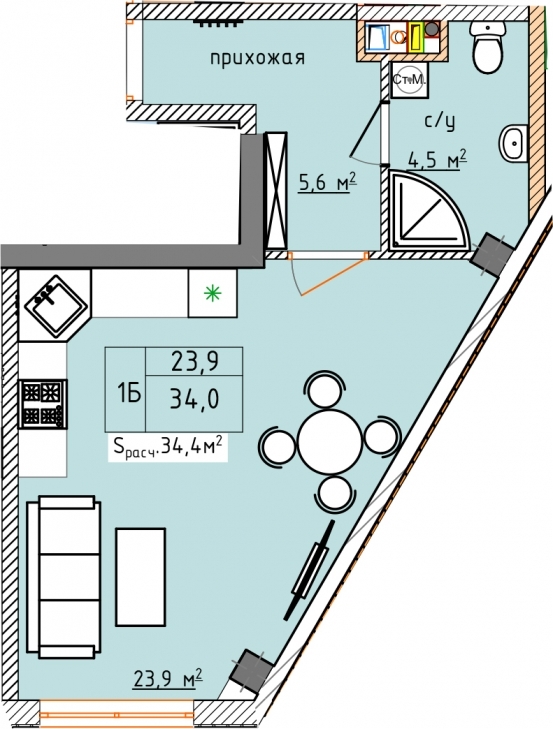 1-комнатная 34 м² в ЖК Aqua Marine от 22 300 грн/м², Одесса