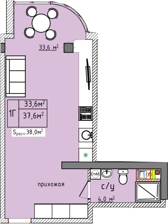 1-комнатная 37.6 м² в ЖК Aqua Marine от 19 750 грн/м², Одесса