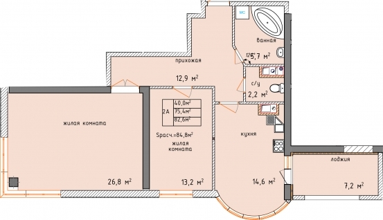 2-комнатная 82.6 м² в ЖК Aqua Marine от 26 800 грн/м², Одесса