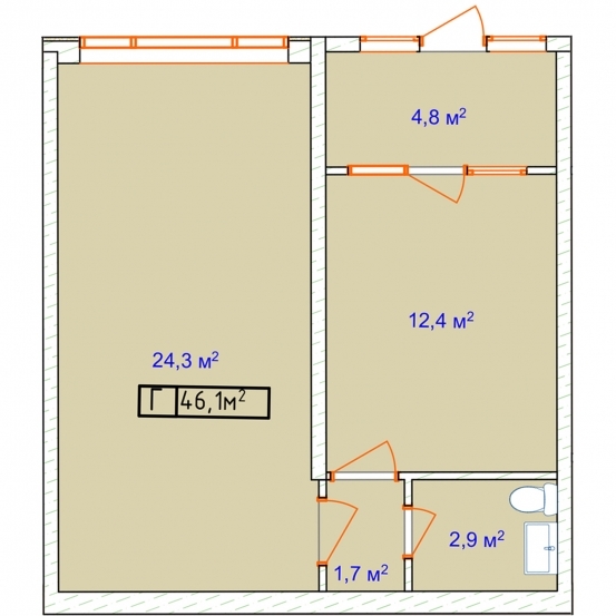 Офис 46.1 м² в ЖК Aqua Marine от застройщика, Одесса