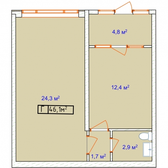 Офис 46.1 м² в ЖК Aqua Marine от застройщика, Одесса