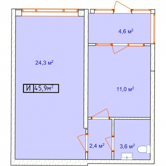 Офис 45.9 м² в ЖК Aqua Marine от застройщика, Одесса