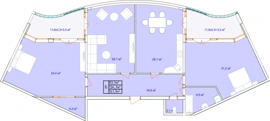 3-комнатная 141.7 м² в ЖК Aqua Marine от 22 900 грн/м², Одесса