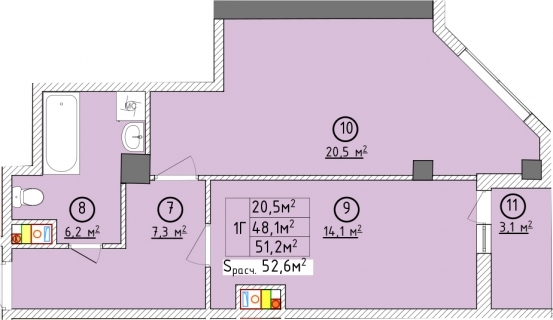 1-комнатная 51.2 м² в ЖК Aqua Marine от 21 450 грн/м², Одесса