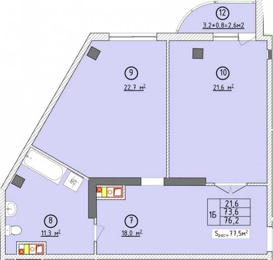 1-кімнатна 76.2 м² в ЖК Aqua Marine від 24 800 грн/м², Одеса