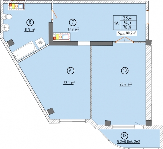 1-кімнатна 78.9 м² в ЖК Aqua Marine від 24 800 грн/м², Одеса