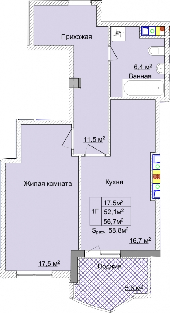 1-комнатная 56.7 м² в ЖК Aqua Marine от 24 800 грн/м², Одесса