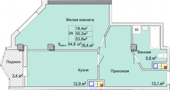 1-кімнатна 53.6 м² в ЖК Aqua Marine від 21 450 грн/м², Одеса