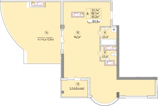 1-кімнатна 83.2 м² в ЖК Aqua Marine від 24 800 грн/м², Одеса