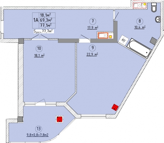 1-комнатная 77.1 м² в ЖК Aqua Marine от 24 800 грн/м², Одесса