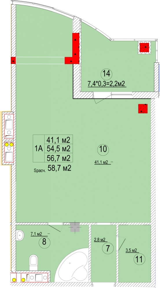 1-кімнатна 58.7 м² в ЖК Aqua Marine від 21 450 грн/м², Одеса