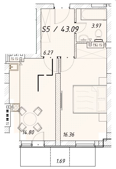 1-кімнатна 43.09 м² в ЖК Цитадель від 15 550 грн/м², м. Білгород-Дністровський