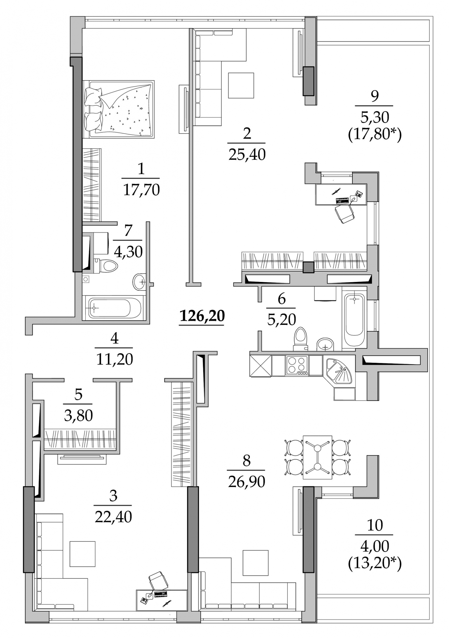 3-комнатная 126.2 м² в Мкрн Таировские сады от 21 100 грн/м², с. Лиманка