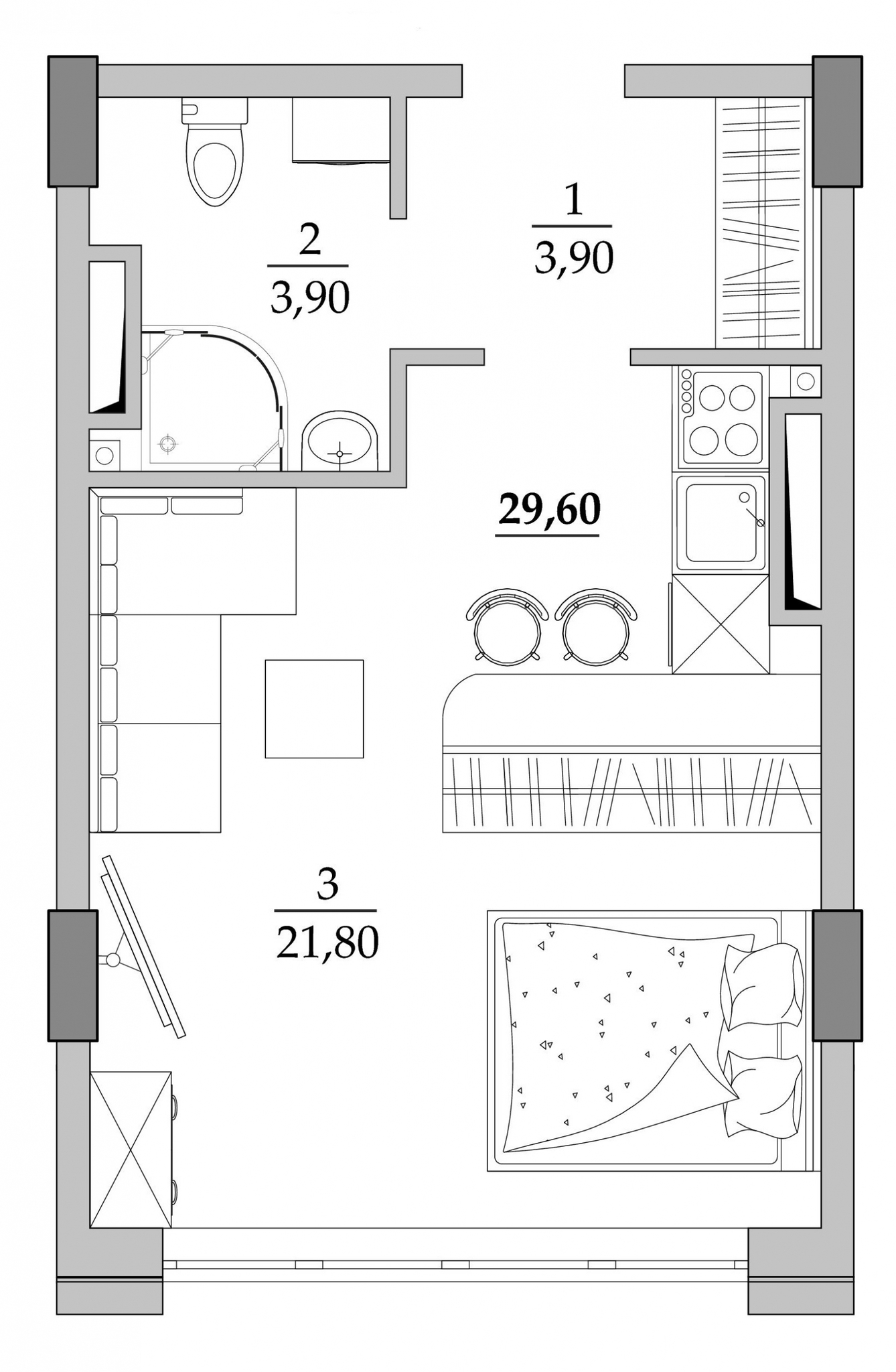 Смарт 29.6 м² в Мкрн Таировские сады от 19 600 грн/м², с. Лиманка