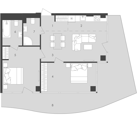 2-кімнатна 77.24 м² в  Aura Apart від 36 900 грн/м², Одеса