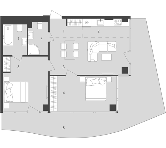 2-комнатная 77.24 м² в  Aura Apart от 36 900 грн/м², Одесса