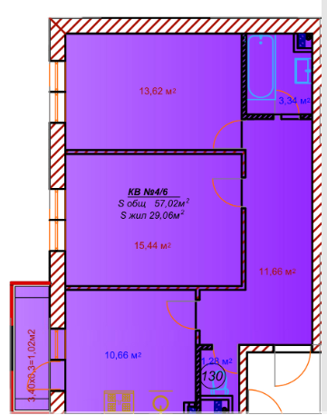 2-комнатная 57.02 м² в ЖК Австрийский от 12 950 грн/м², пгт Авангард