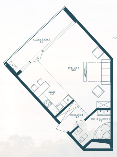 1-комнатная 54 м² в ЖК KANDINSKY Odessa Residence от 51 884 грн/м², Одесса