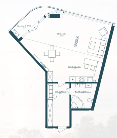 1-комнатная 76.4 м² в ЖК KANDINSKY Odessa Residence от 47 531 грн/м², Одесса