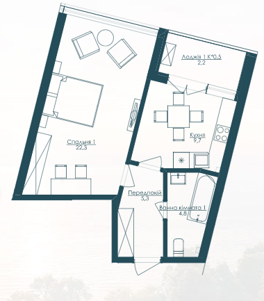 1-комнатная 45.2 м² в ЖК KANDINSKY Odessa Residence от 35 204 грн/м², Одесса