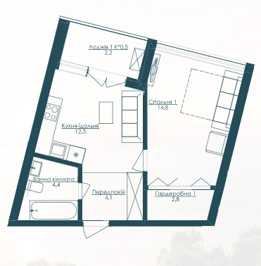 1-кімнатна 40.6 м² в ЖК KANDINSKY Odessa Residence від 33 250 грн/м², Одеса