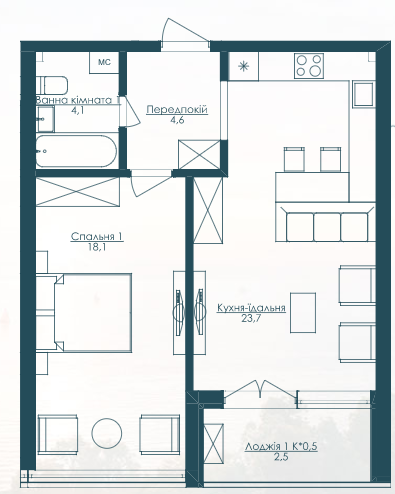 1-комнатная 53 м² в ЖК KANDINSKY Odessa Residence от 51 884 грн/м², Одесса