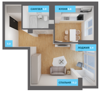 1-комнатная 38.2 м² в ЖК Якоря от 17 200 грн/м², Одесса