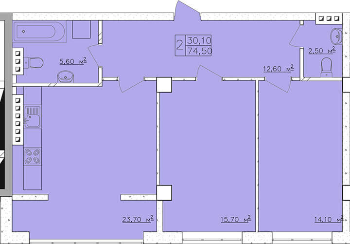 Офис 74.5 м² в ЖК Club Marine от застройщика, Одесса