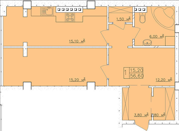 1-кімнатна 56.6 м² в ЖК Club Marine від 18 300 грн/м², Одеса