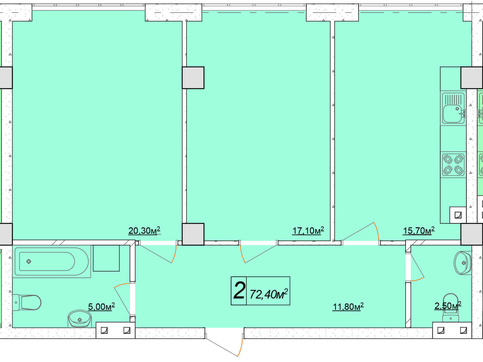 2-кімнатна 72.4 м² в ЖК Club Marine від 18 350 грн/м², Одеса