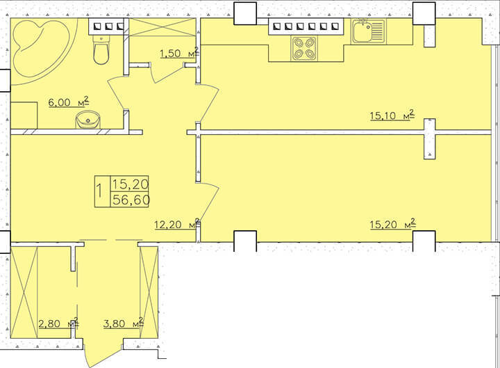 1-кімнатна 56.6 м² в ЖК Club Marine від 18 300 грн/м², Одеса