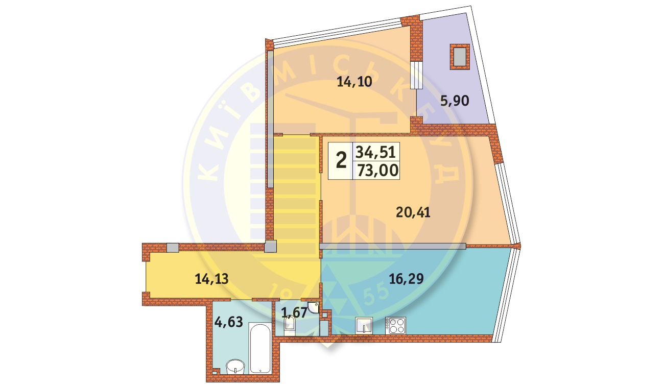 2-кімнатна 73 м² в ЖК Costa fontana від 29 700 грн/м², Одеса