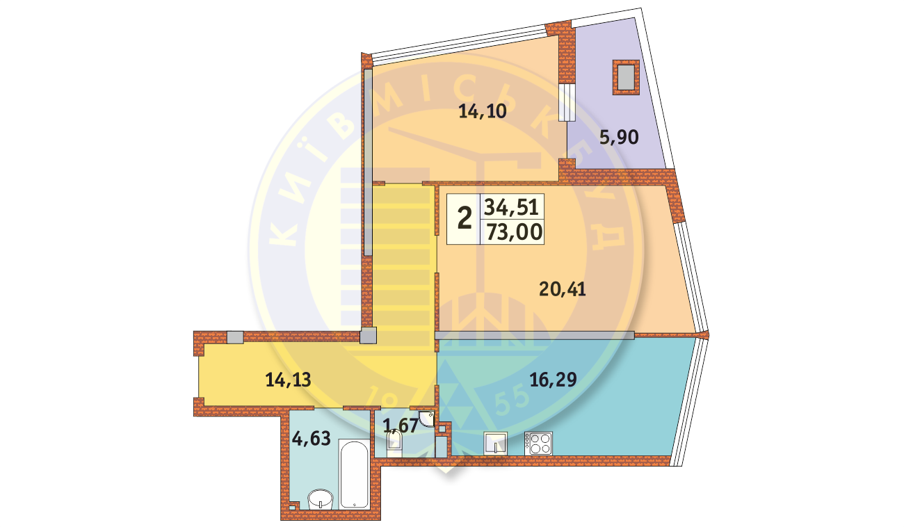 2-комнатная 73 м² в ЖК Costa fontana от 29 700 грн/м², Одесса