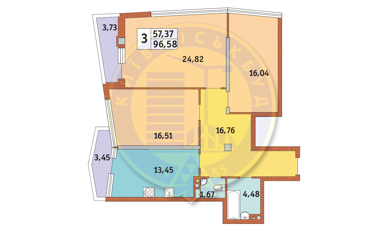 3-кімнатна 96.58 м² в ЖК Costa fontana від 32 650 грн/м², Одеса