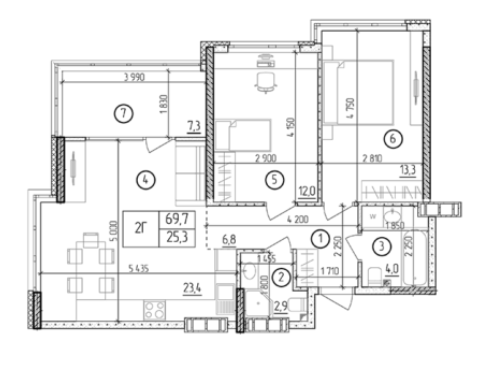 2-кімнатна 57.2 м² в ЖК Manhattan від 26 950 грн/м², Одеса