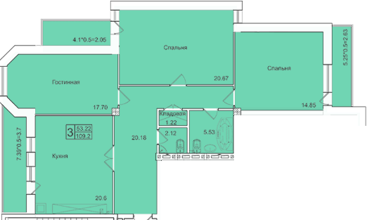 3-кімнатна 109.2 м² в ЖК English house від забудовника, с. Крижанівка