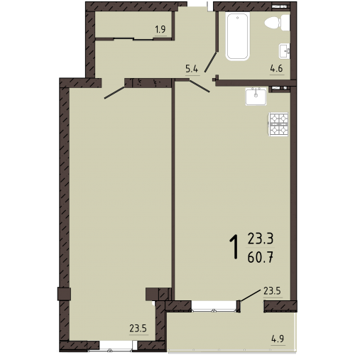 1-кімнатна 60.7 м² в КБ Pierre від 60 450 грн/м², Одеса