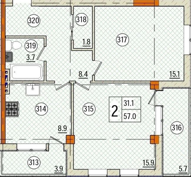 2-кімнатна 57 м² в КБ Pierre від 41 250 грн/м², Одеса