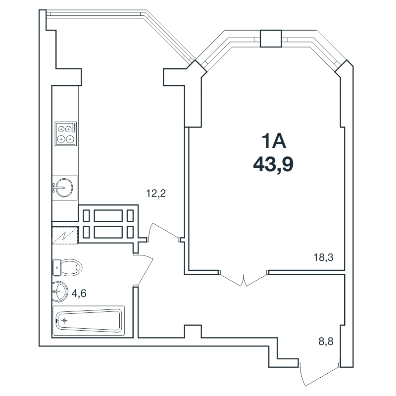 1-комнатная 43.9 м² в ЖК Новая Европа от 17 800 грн/м², с. Иличанка