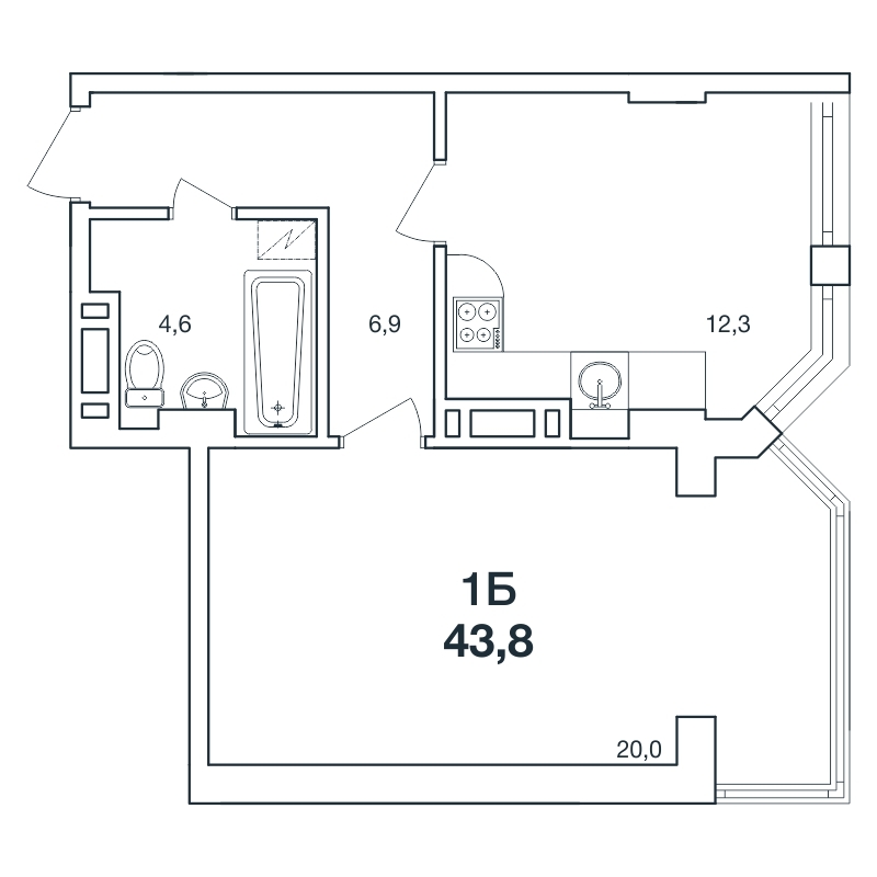 1-комнатная 43.8 м² в ЖК Новая Европа от 17 800 грн/м², с. Иличанка