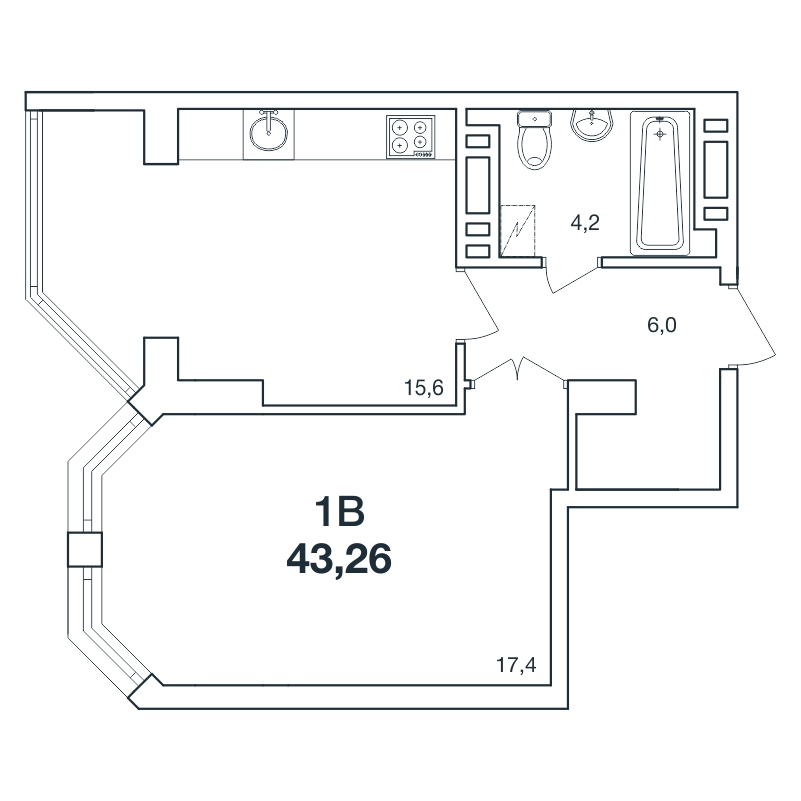 1-комнатная 43.26 м² в ЖК Новая Европа от 17 800 грн/м², с. Иличанка