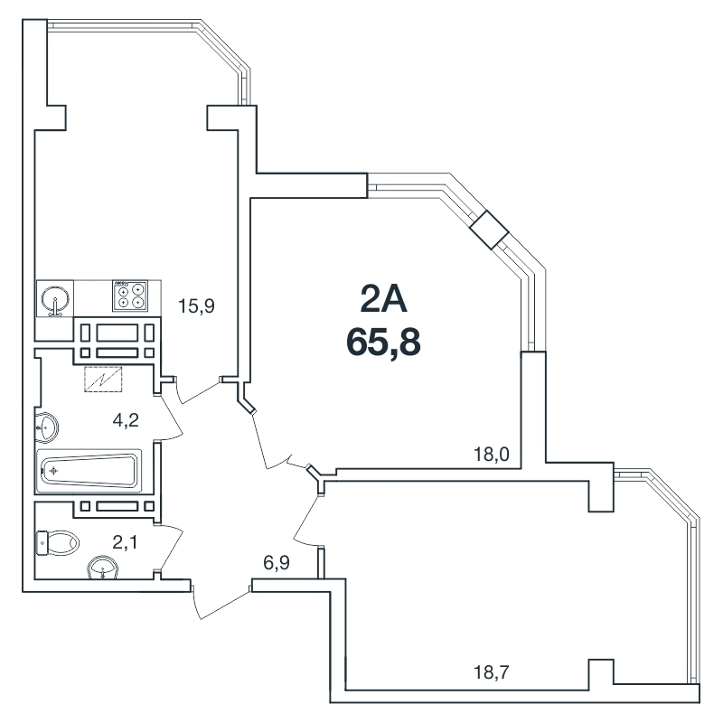 2-кімнатна 65.8 м² в ЖК Нова Європа від 16 700 грн/м², с. Ілічанка