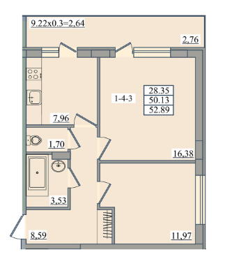 2-комнатная 52.89 м² в ЖК Platinum Residence от 36 950 грн/м², Одесса