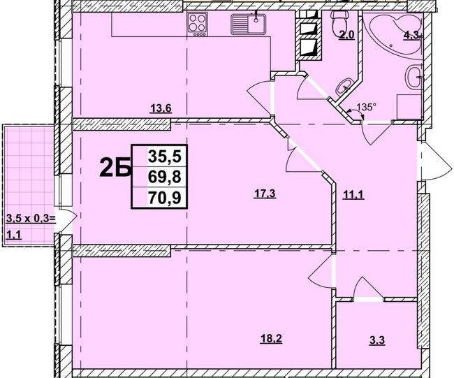 2-кімнатна 70.9 м² в ЖК Дмитрівський від 15 250 грн/м², Одеса