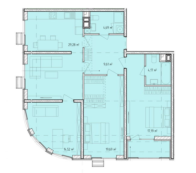 3-кімнатна 101.12 м² в ЖК Modern від 20 700 грн/м², Одеса