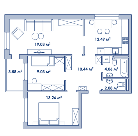 3-комнатная 80 м² в ЖК Сады Ривьеры от 17 600 грн/м², с. Фонтанка